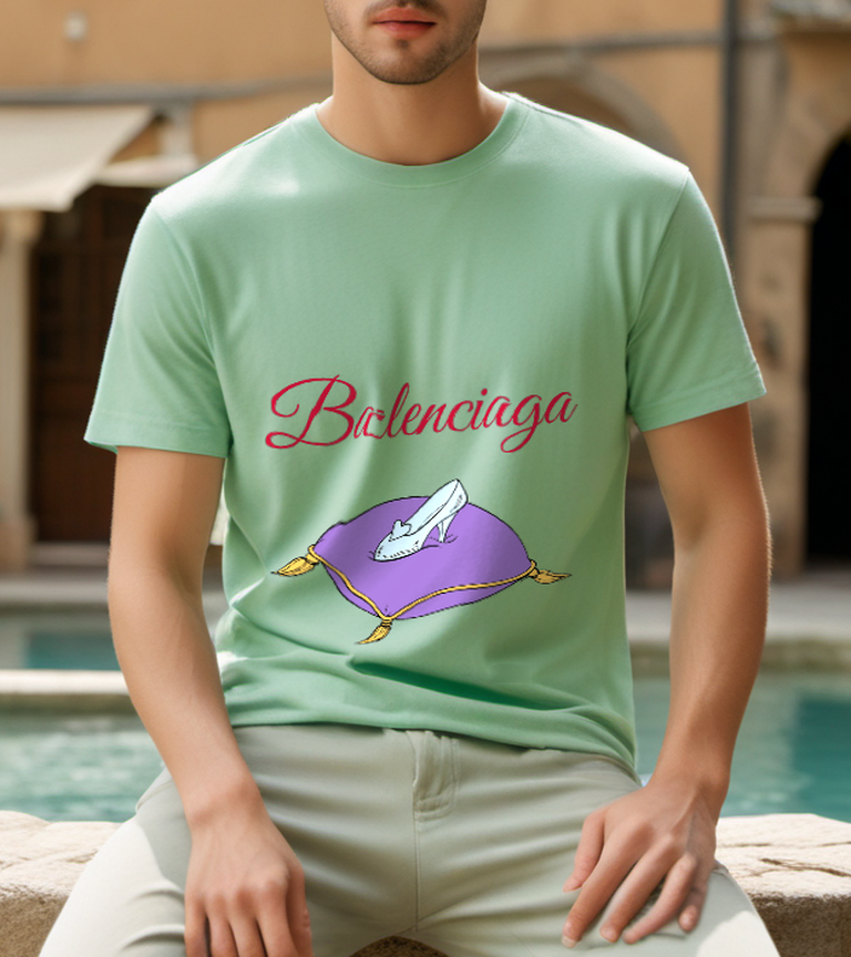 Sage Green Glass Slipper Cushion Graphic T-Shirt - styled view 2