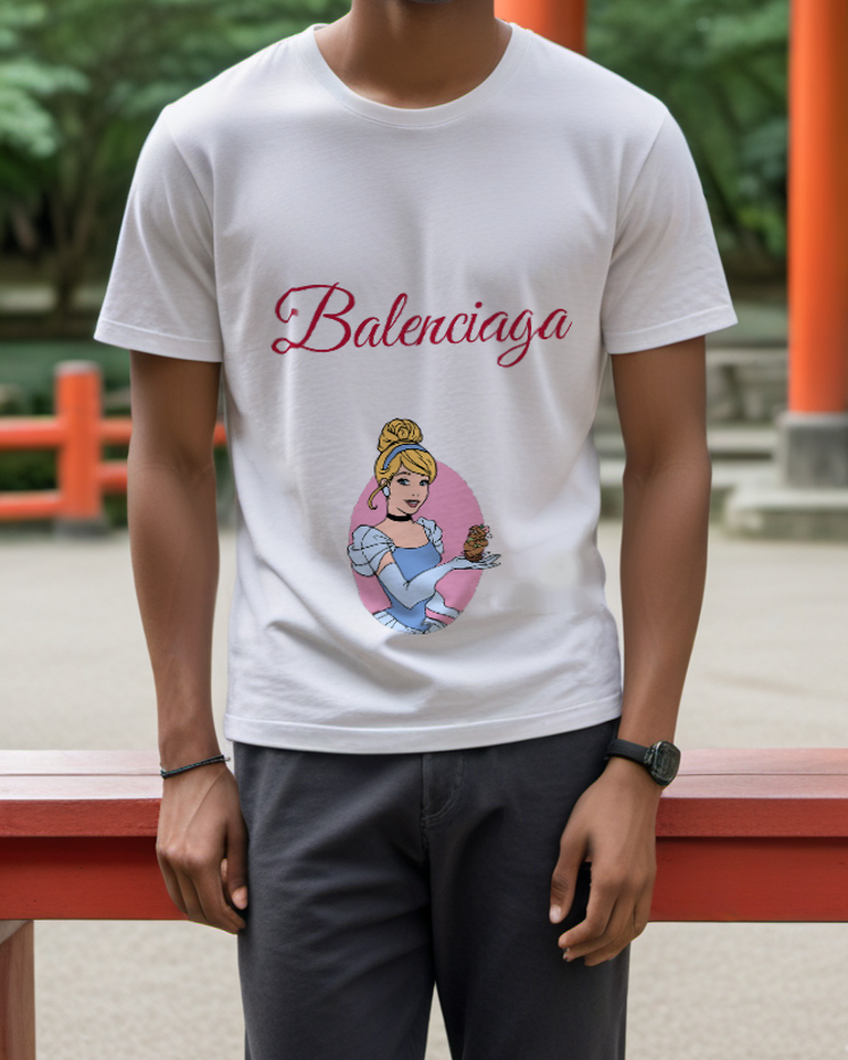 Light Gray Princess and Bird Cameo Graphic T-Shirt - styled view 2