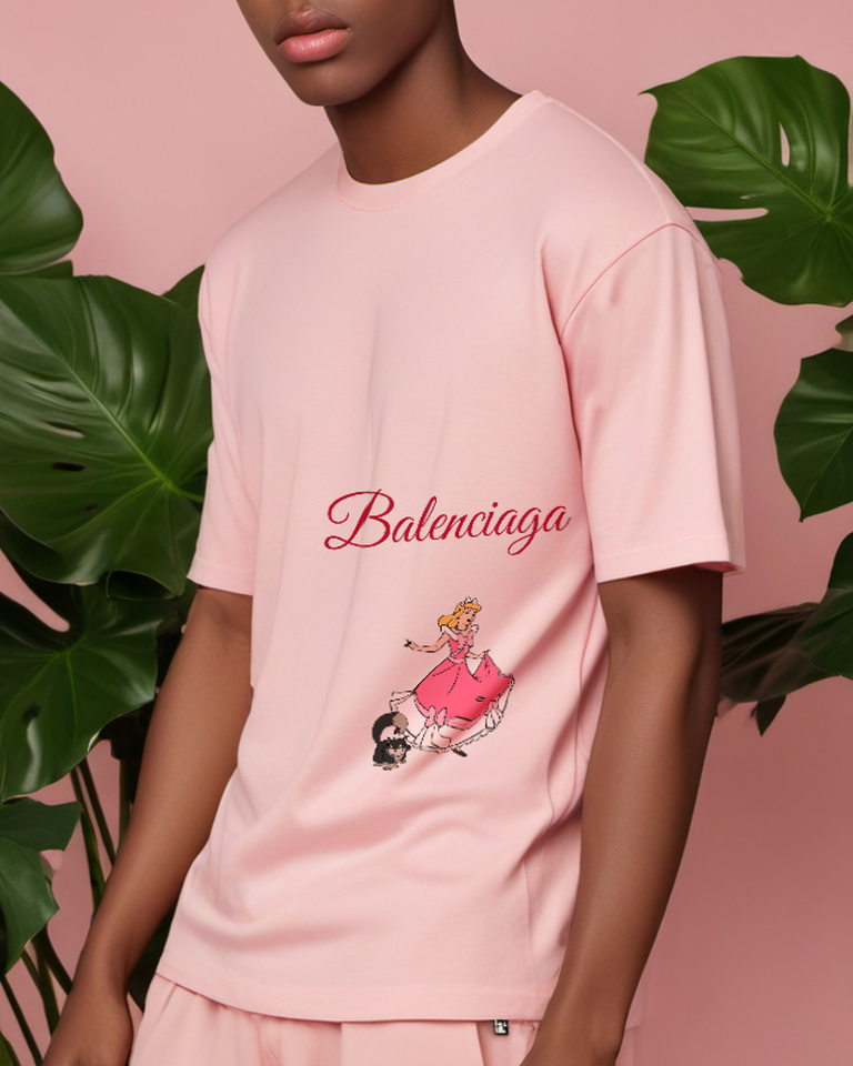 Blush Pink Pink Princess and Black Cat Graphic T-Shirt - styled view 4