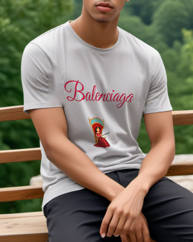 Light Gray Red Gown Throne Portrait Graphic T-Shirt - styled view 2