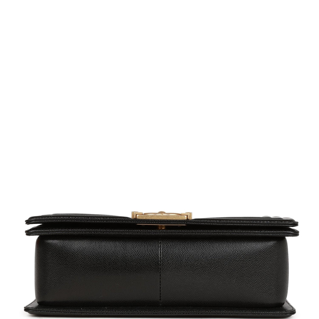 Medium Boy Bag Black Caviar Antique Gold Hardware