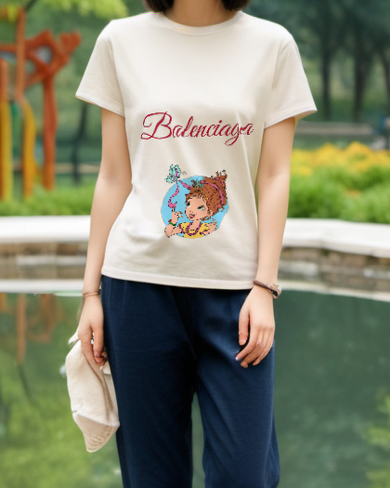 Ivory Young Princess Decorative Cameo Graphic T-Shirt - styled view 2