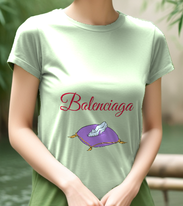 Sage Green Glass Slipper Cushion Graphic T-Shirt - styled view 1