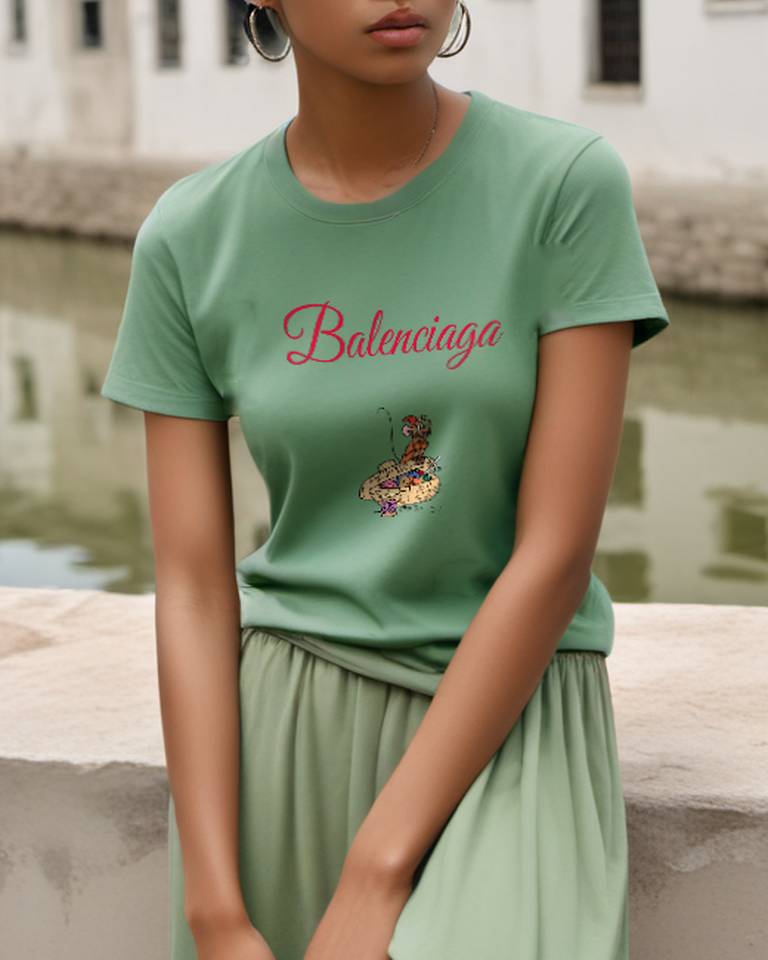Sage Green Mouse Sewing Basket Graphic T-Shirt - styled view 2