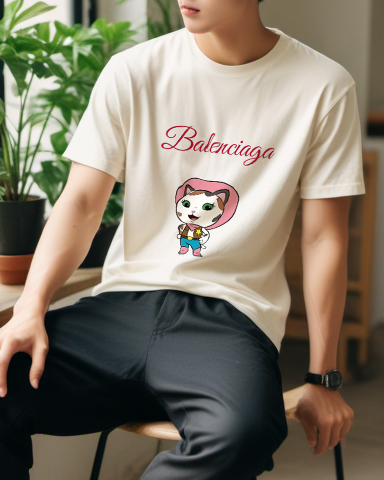 Ivory Pink Hood Kitten Graphic T-Shirt - styled view 2
