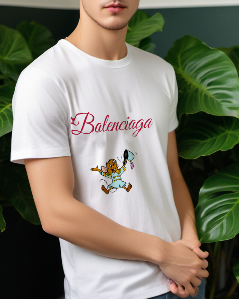 White Running Mouse Messenger Graphic T-Shirt - styled view 1