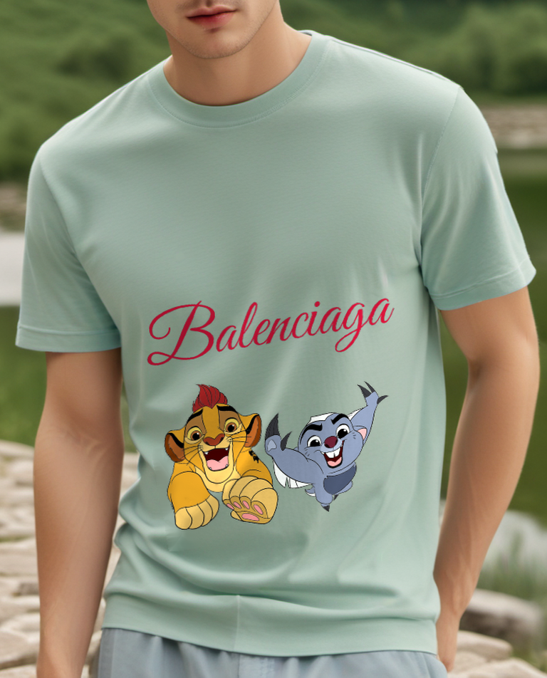 Sky Blue Two Playful Cub Faces Graphic T-Shirt - styled view 2