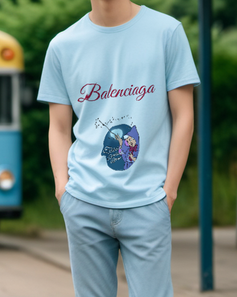 Sky Blue Moonlit Musical Spell Graphic T-Shirt - styled view 1