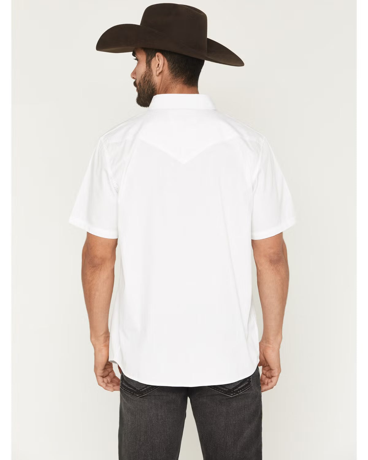 Herren-Westernhemd im Gaucho-Stil mit vertikalen Stickereien, kurzen Ärmeln und Druckknöpfen