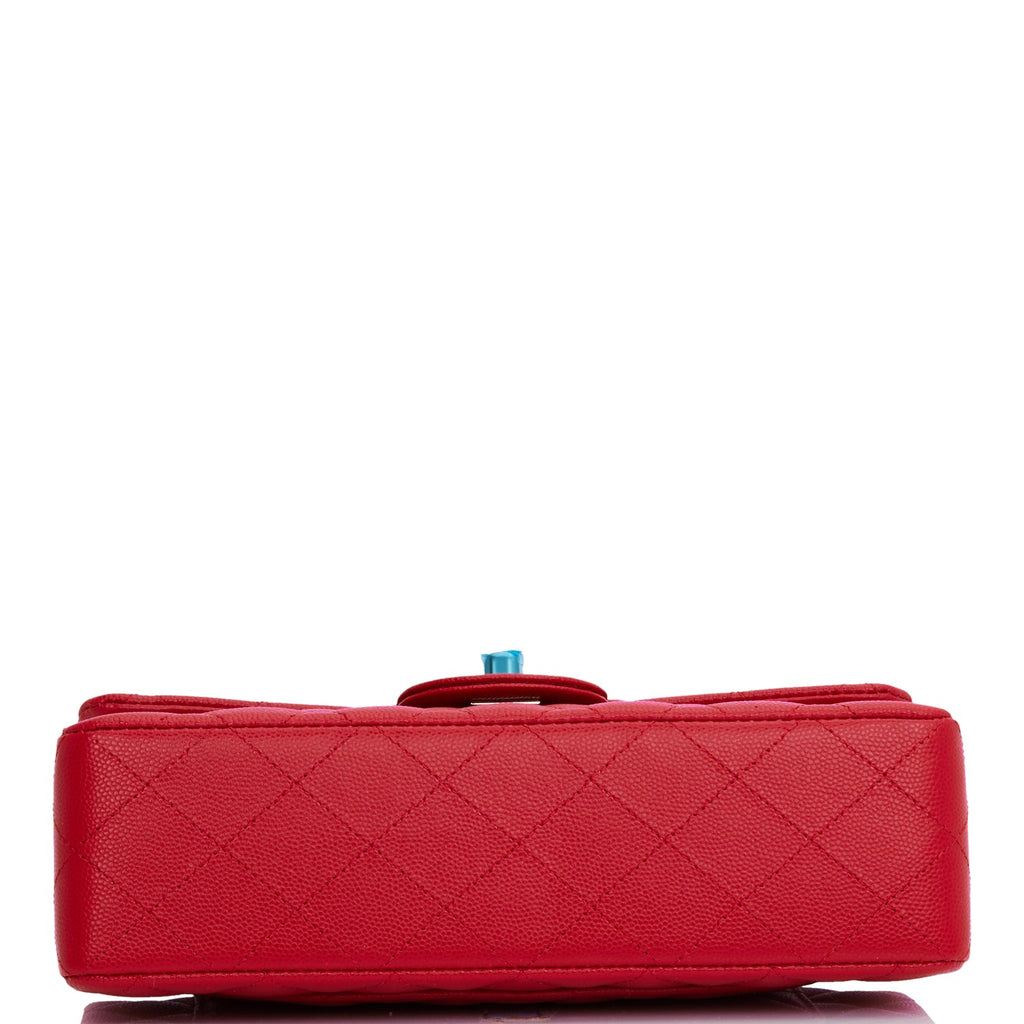 Small Classic Double Flap Red Caviar Light Gold Hardware