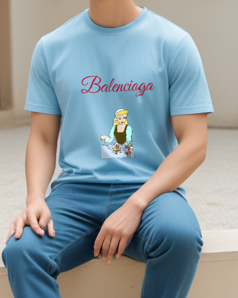 Sky Blue Country Girl Animal Friends Graphic T-Shirt - styled view 1