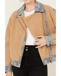 Damen-Fleece-Moto-Jacke