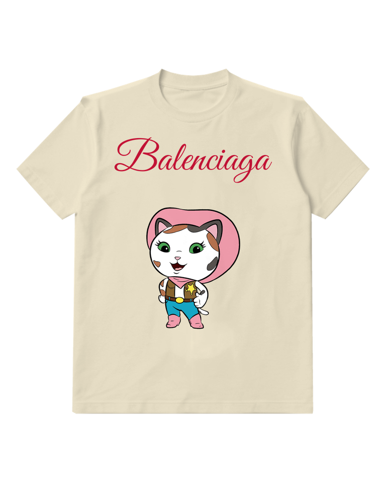 Ivory Pink Hood Kitten Graphic T-Shirt - front product view