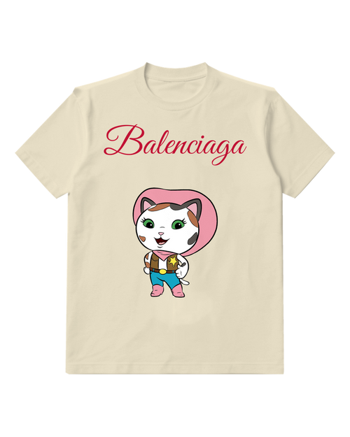 Ivory Pink Hood Kitten Graphic T-Shirt - front product view
