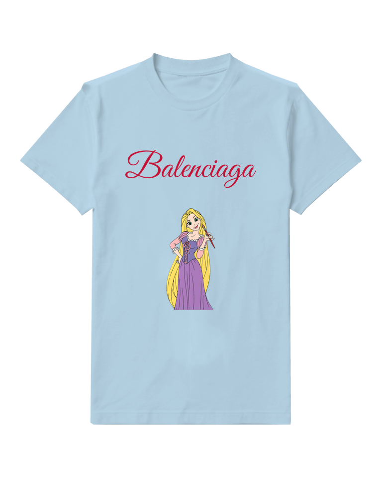 Sky Blue Long Haired Violet Princess Graphic T-Shirt - front product view