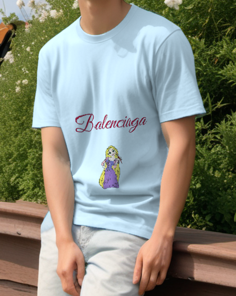 Sky Blue Long Haired Violet Princess Graphic T-Shirt - styled view 2