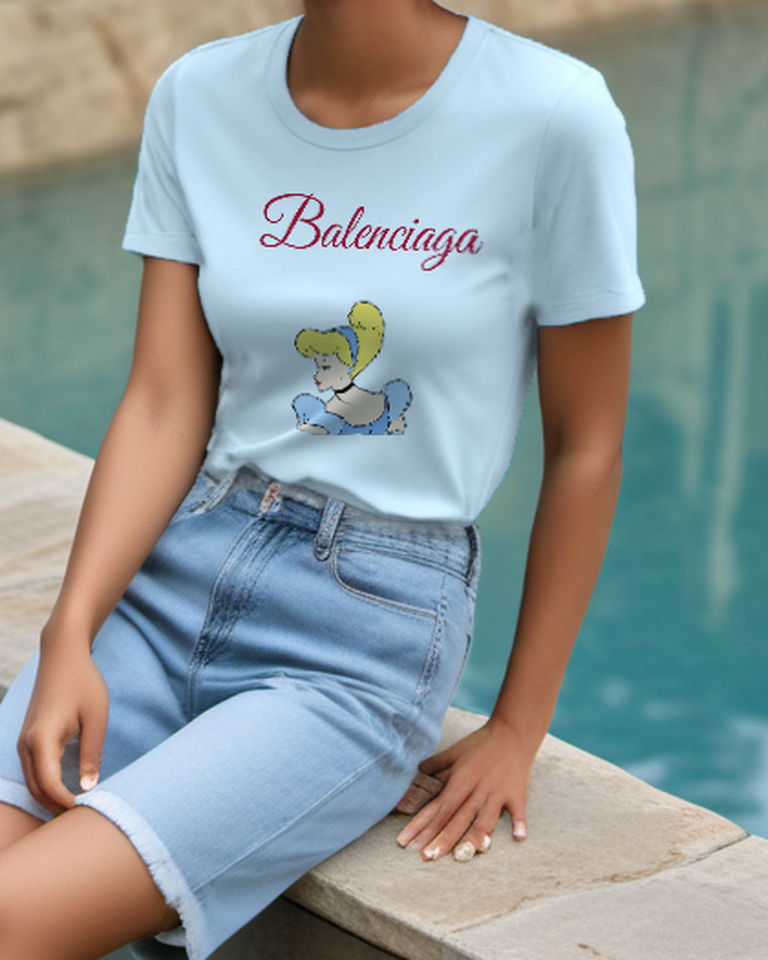 Sky Blue Blonde Blue Gown Profile Graphic T-Shirt - styled view 1