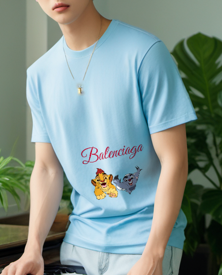 Sky Blue Two Playful Cub Faces Graphic T-Shirt - styled view 4