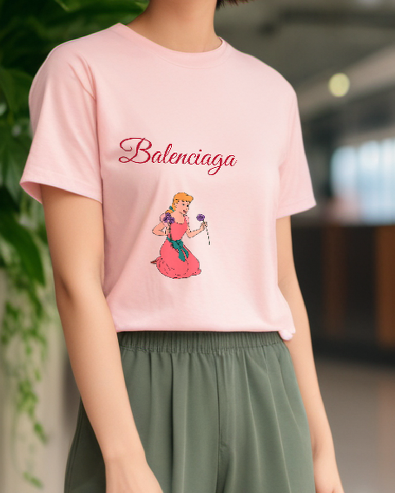 Blush Pink Pink Dress Sewing Girl Graphic T-Shirt - styled view 3