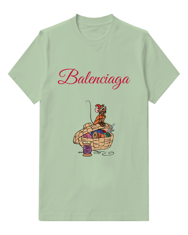 Sage Green Mouse Sewing Basket Graphic T-Shirt - front product view