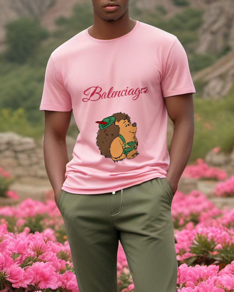 Blush Pink Green Outfit Hedgehog Graphic T-Shirt - styled view 2