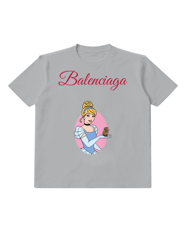 Light Gray Princess and Bird Cameo Graphic T-Shirt - front product view