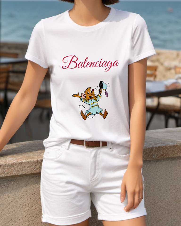 White Running Mouse Messenger Graphic T-Shirt - styled view 2
