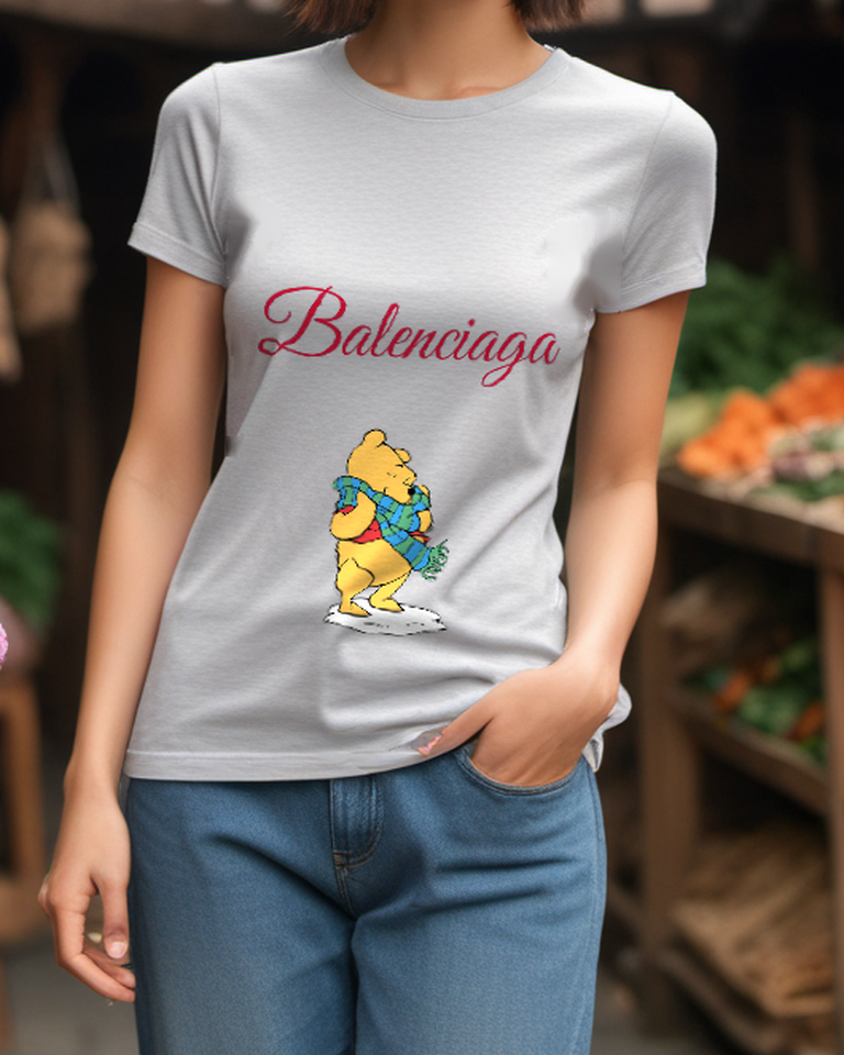 Light Gray Scarf Wearing Skating Bear Graphic T-Shirt - styled view 1