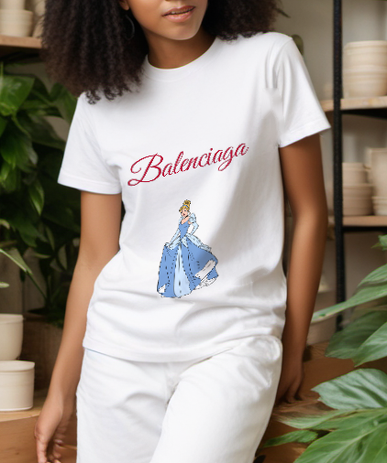 White Blue Ballroom Skirt Lift Graphic T-Shirt - styled view 2