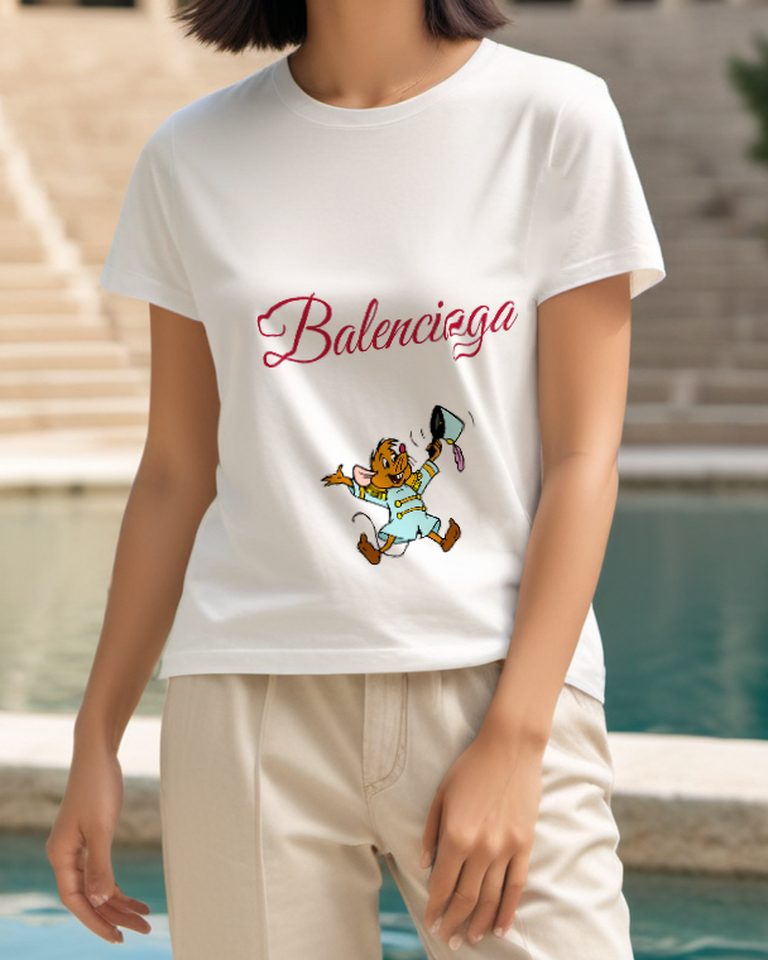 White Running Mouse Messenger Graphic T-Shirt - styled view 4