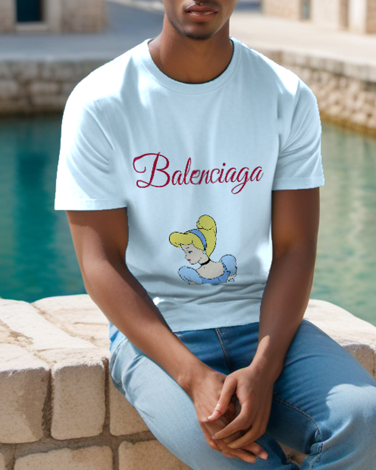 Sky Blue Blonde Blue Gown Profile Graphic T-Shirt - styled view 4