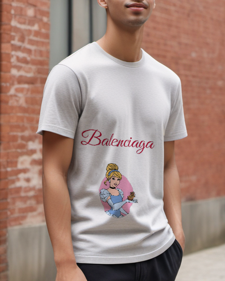 Light Gray Princess and Bird Cameo Graphic T-Shirt - styled view 4