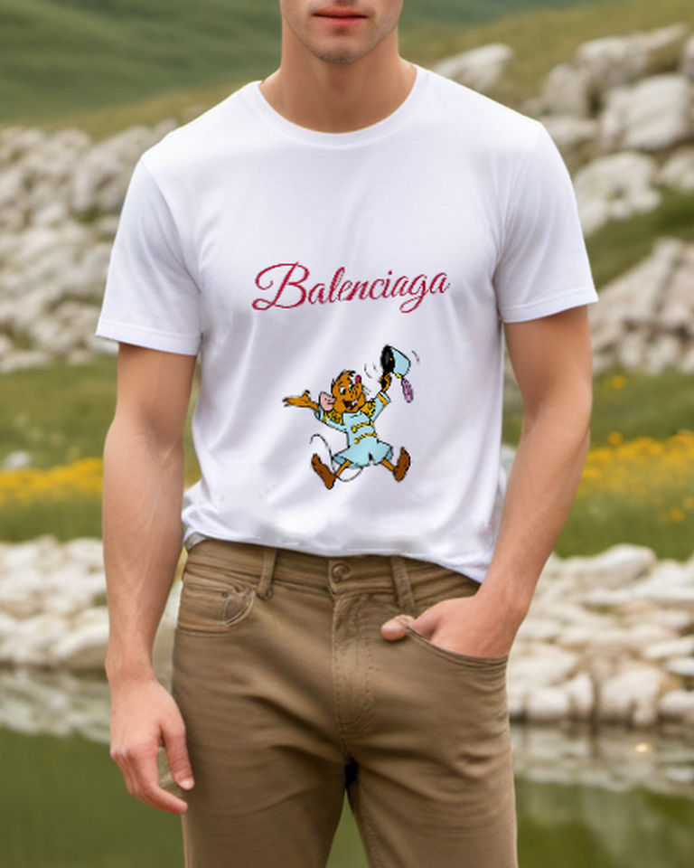 White Running Mouse Messenger Graphic T-Shirt - styled view 5