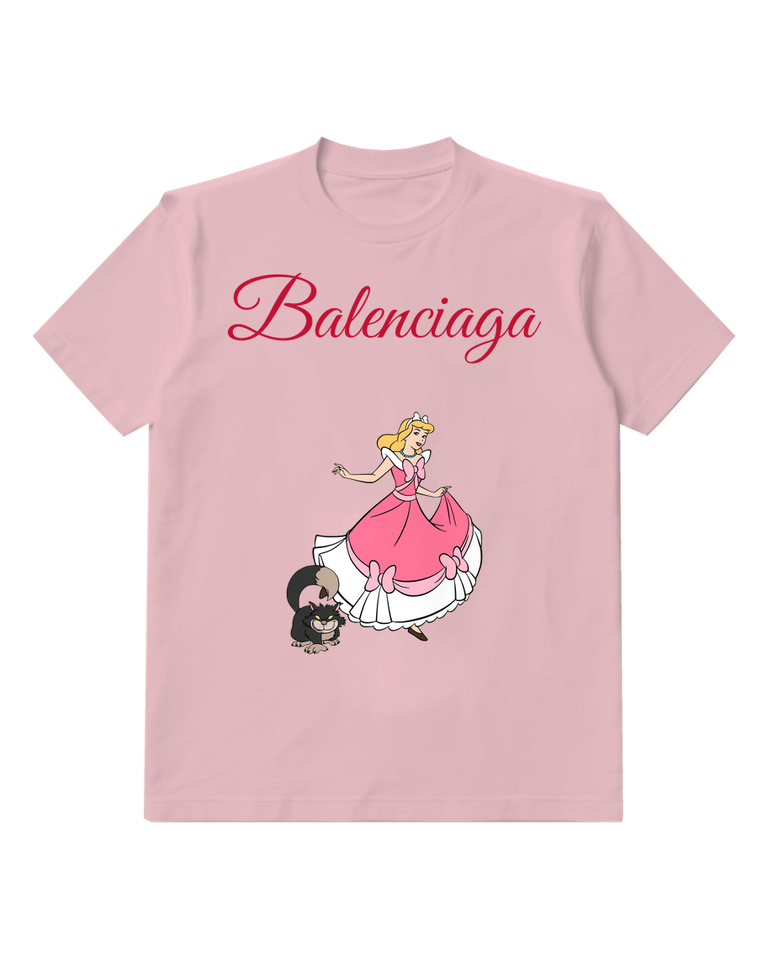 Blush Pink Pink Princess and Black Cat Graphic T-Shirt - front product view
