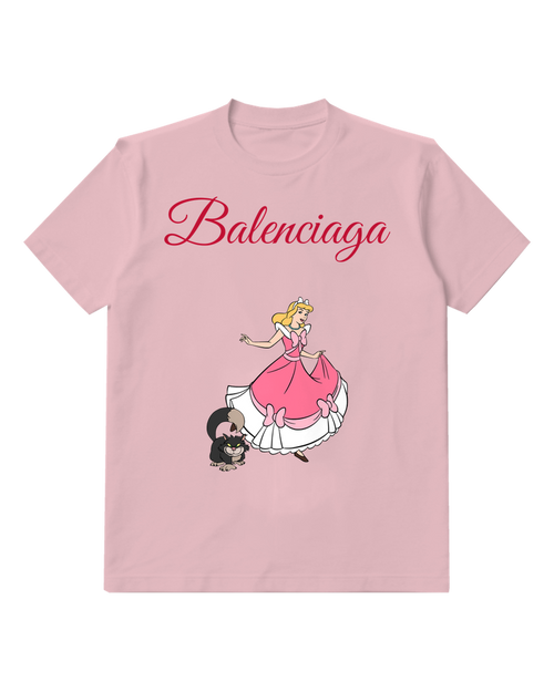 Blush Pink Pink Princess and Black Cat Graphic T-Shirt - front product view
