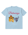 Sky Blue Two Playful Cub Faces Graphic T-Shirt - front product view