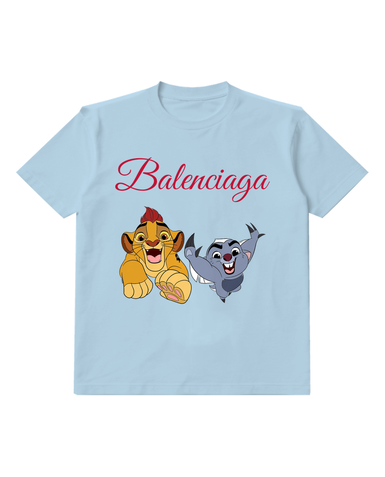 Sky Blue Two Playful Cub Faces Graphic T-Shirt - front product view