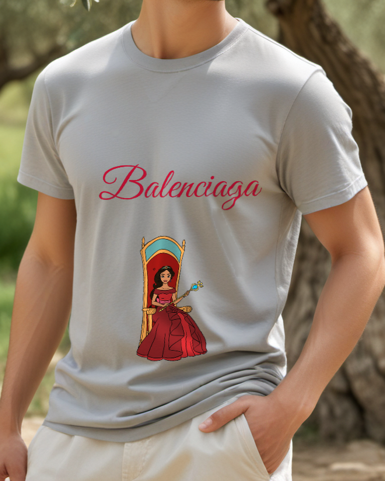 Light Gray Red Gown Throne Portrait Graphic T-Shirt - styled view 4