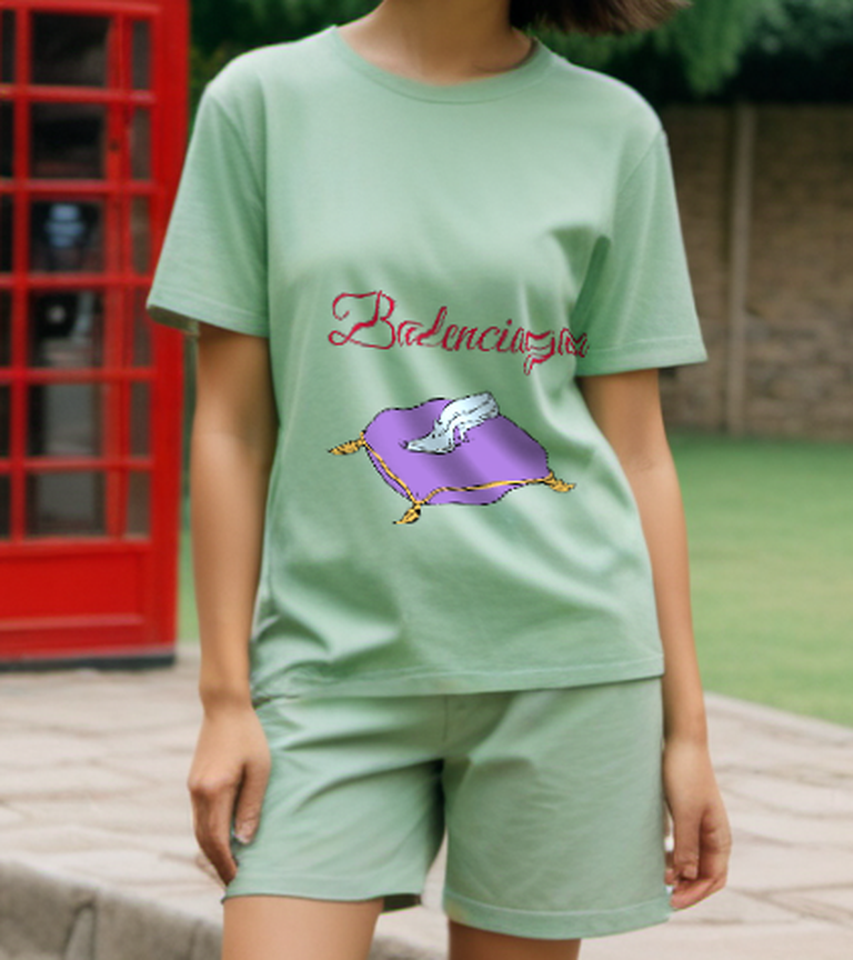 Sage Green Glass Slipper Cushion Graphic T-Shirt - styled view 5