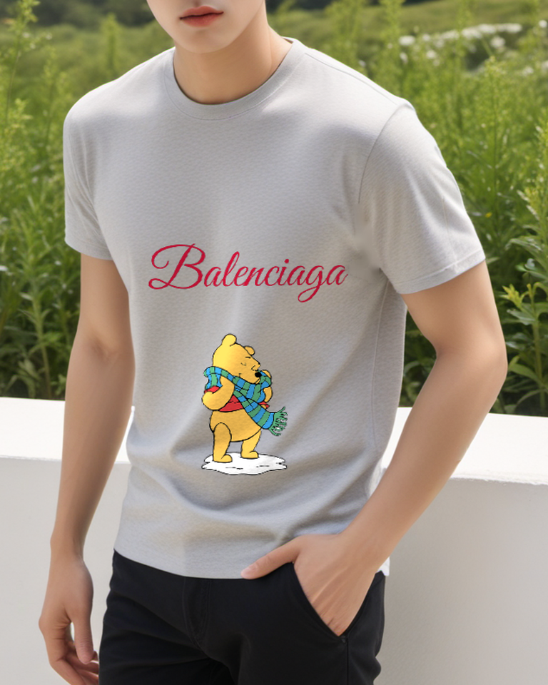 Light Gray Scarf Wearing Skating Bear Graphic T-Shirt - styled view 4