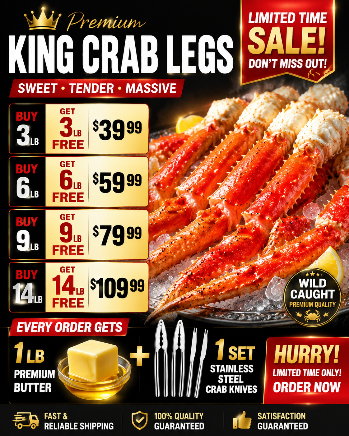 🦀 Hot Deal: Wild-Caught King Crab Legs – Jumbo & Juicy 🔥 Add to Cart Now!