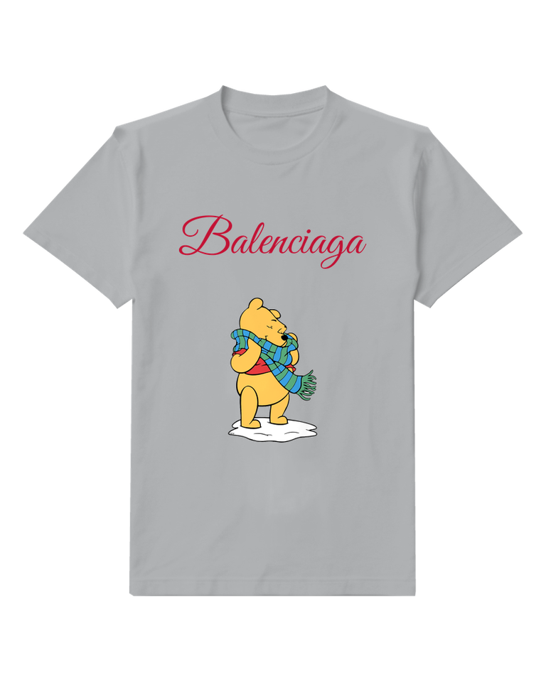Light Gray Scarf Wearing Skating Bear Graphic T-Shirt - front product view