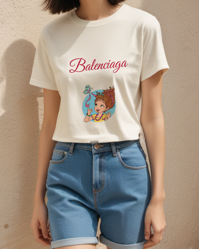 Ivory Young Princess Decorative Cameo Graphic T-Shirt - styled view 4