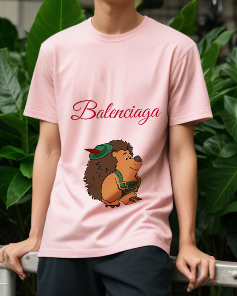 Blush Pink Green Outfit Hedgehog Graphic T-Shirt - styled view 4