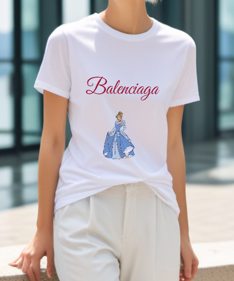 White Blue Ballroom Skirt Lift Graphic T-Shirt - styled view 4