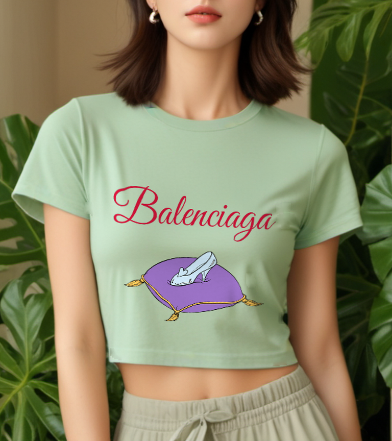 Sage Green Glass Slipper Cushion Graphic T-Shirt - styled view 3