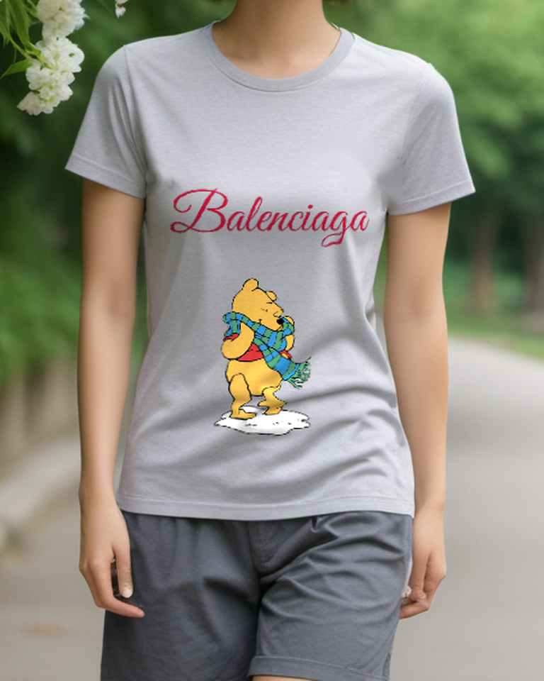 Light Gray Scarf Wearing Skating Bear Graphic T-Shirt - styled view 5