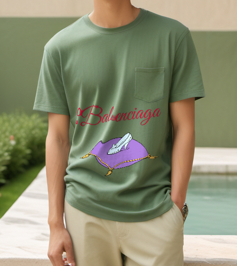 Sage Green Glass Slipper Cushion Graphic T-Shirt - styled view 4
