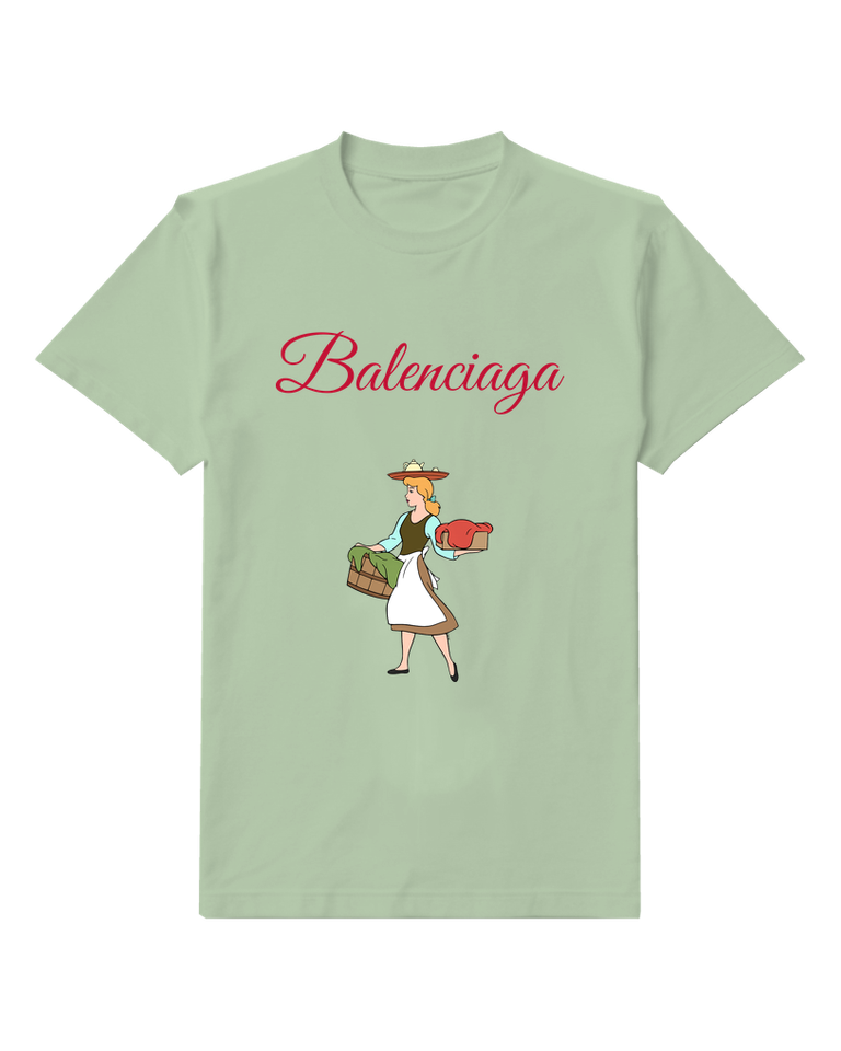 Sage Green Basket Carrying Red Hat Woman Graphic T-Shirt - front product view