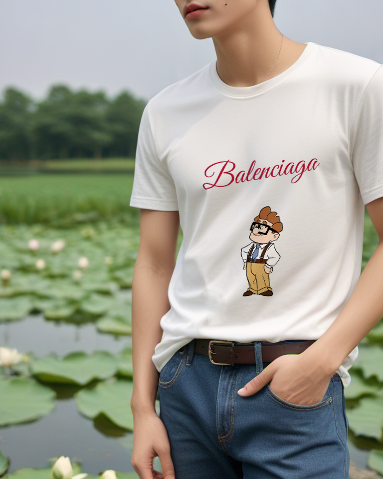 White Bespectacled Storybook Gentleman Graphic T-Shirt - styled view 1